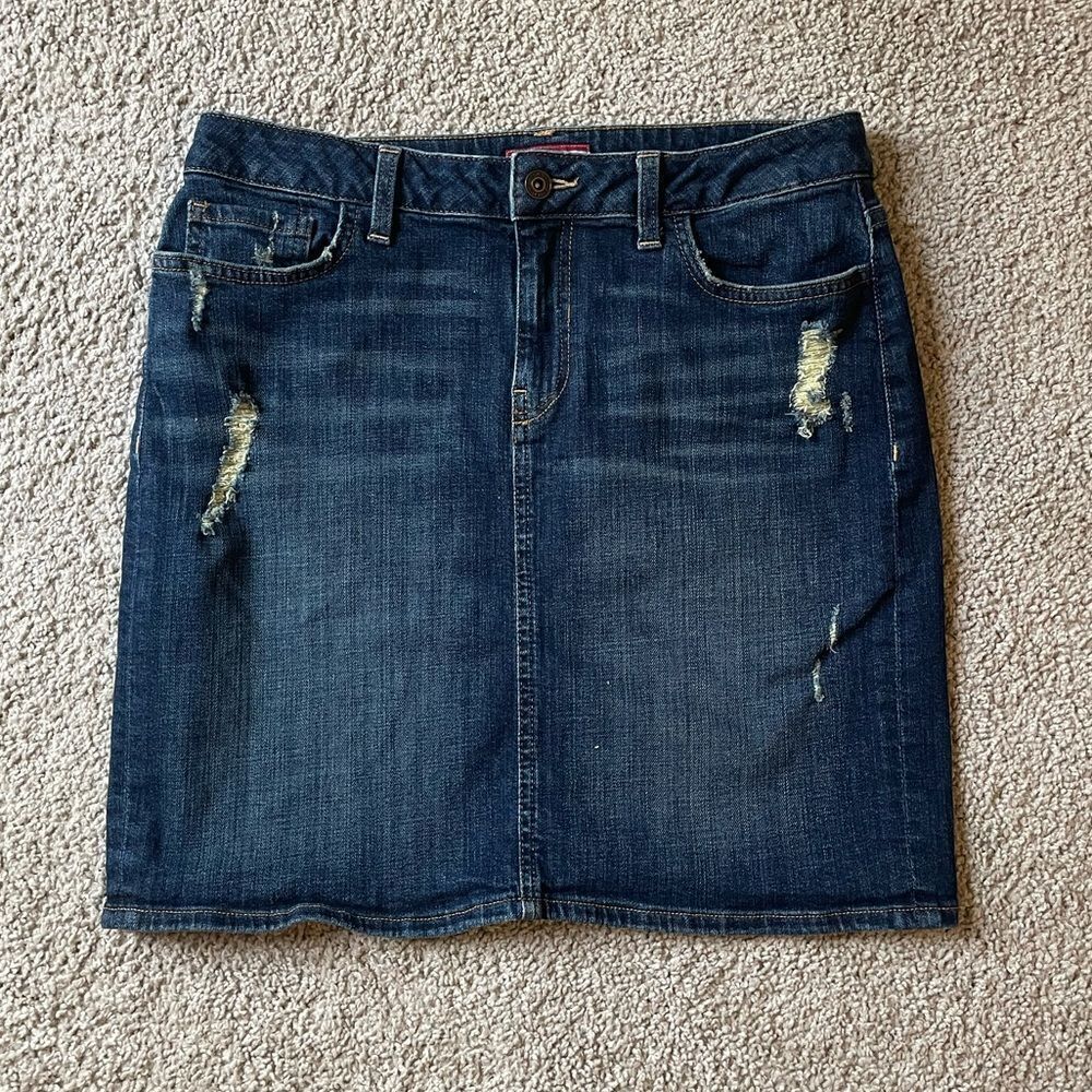 Tommy Hilfiger Slightly Distressed Denim Skirt